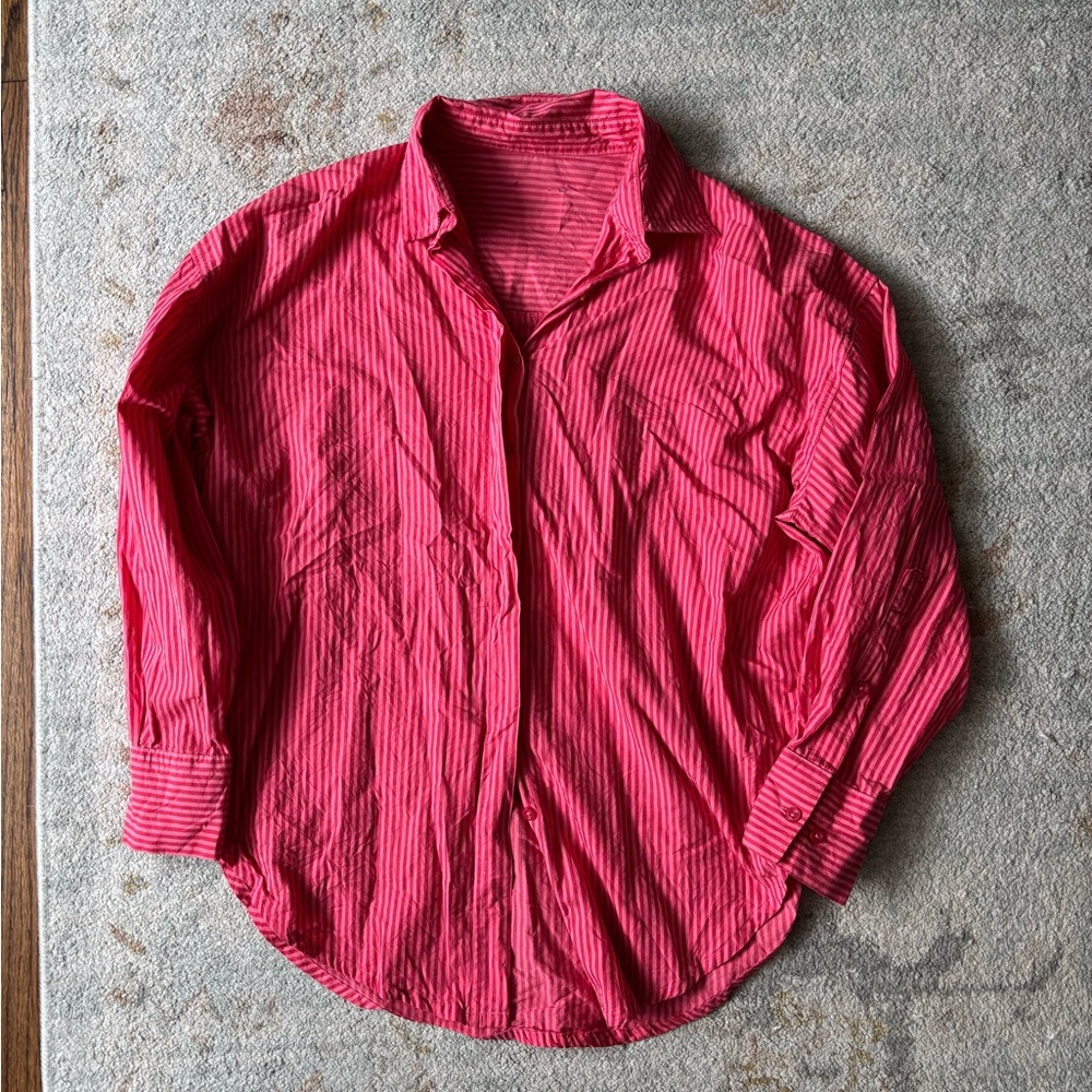 Daily Drills Red Striped Casual Shirt